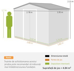 Outsunny Dulap Grădină Metal Glisant Maro | Aosom Romania