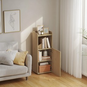 HOMCOM Dulap pentru baie de nișă cu dulap, raft deschis, raft reglabil, dulap pentru baie, 40 x 31 x 104 cm, stejar galben | Aosom Romania