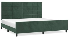 3125778 vidaXL Cadru de pat cu tăblie, verde închis, 200x200 cm, catifea