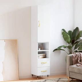 vidaXL Dulap înalt, alb extralucios, 34,5x34x180 cm, lemn prelucrat