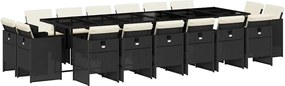 vidaXL Set mobilier de grădină cu perne, 17 piese, negru, poliratan