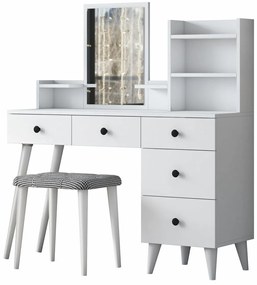 Masa de toaletă Bela White cu scaun