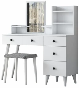 Masa de toaletă Bela White cu scaun
