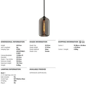 Pendul design vintage-industrial DISTRICT small, abajur fumuriu
