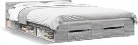 vidaXL Cadru de pat cu sertare gri sonoma 120x200 cm lemn prelucrat