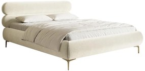 Pat matrimonial 160 cm Rirri 160 (cu somieră) (cu sp. depozitare) (crem + auriu). 1099899