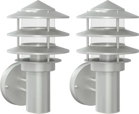 vidaXL Corpuri de iluminat exterior de perete 2 buc argintiu oțel inox