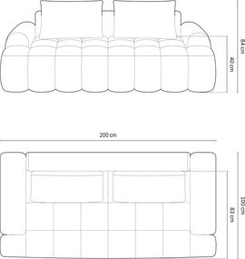 Canapea 3 locuri, Linz, Cosmopolitan Design, 200x100x84 cm, catifea, bej inchis