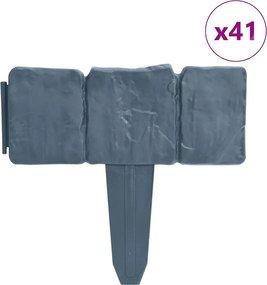 vidaXL Gard de grădină / gazon aspect piatră, 41 buc., 10 m, plastic
