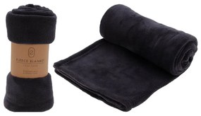 Patura Coral cu aspect fleece, 125x150 cm, antracit
