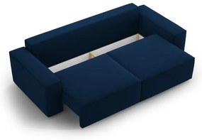 Canapea albastru-închis extensibilă/cu spațiu de depozitare cu tapițerie din catifea 247 cm Jodie – Micadoni