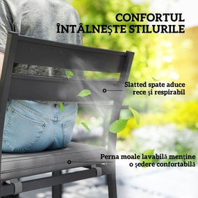 Outsunny Set de Grădină cu Masă Extensibilă și 6 Scaune Stivuibile Gri | Aosom Romania
