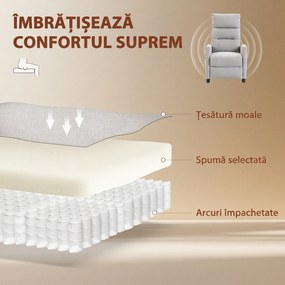 HOMCOM Fotoliu Masaj Reclinabil Manual 160° Chenille cu Suport pentru Picioare, Telecomandă și Buzunare, Gri Deschis | Aosom Romania