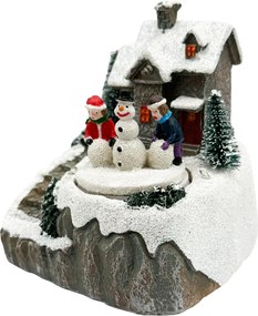 Scena de Craciun cu Om de Zapada si Copii JOY, Cu muzica si lumini