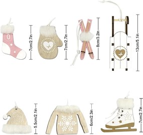 Set decoratiuni suspendate de Craciun NORDIC MOMENTS 6 buc roz