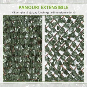 Outsunny Panouri Decorative cu Plante Artificiale, Ecran Expandabil pentru Intimitate, Ideal pentru Balcon/Verandă, 8 Piese, Verde | Aosom Romania
