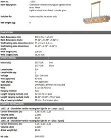 Lustra suspendata design LUX Verbier Rectangular, alama periata 115711 HZ