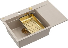 Statie de lucru incastrata Quadron Josh 111 finisaj bej perlat - auriu 78x50 cm