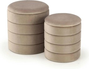 Set 2 taburete PACHO, stofa catifelata bej, cu spatiu depozitare