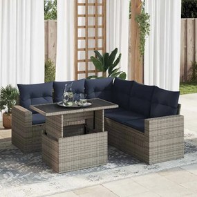 vidaXL Set mobilier grădină cu perne 6 piese gri poliratan/lemn acacia