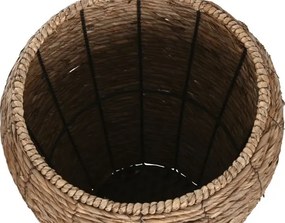 Set 3 suporturi pentru ghivece din fibră naturală și metal, pentru interior și exterior, finisaj natural, „Malawi”
