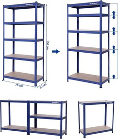 Raft Songmics, 5 rafturi, 180 x 90 x 40 cm, Albastru, GLR40Q