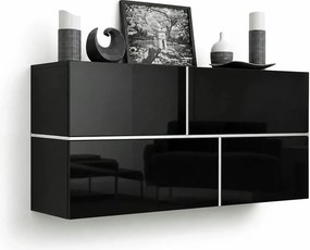 Comoda GOYA, negru/negru lucios/alb, PAL laminat, 170x40x80 cm