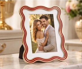 Ramă foto roșie/aurie cu picior de susținere din metal/din sticlă 17,5x22,5 cm Elizabeth – Mauro Ferretti