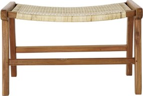 Taburet din lemn de tec si rattan, " Tequro "