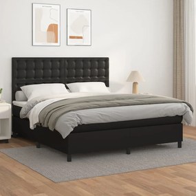 3142857 vidaXL Pat box spring cu saltea, negru, 180x200 cm, piele ecologică