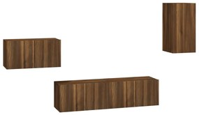 3120262 vidaXL Set dulapuri TV, 4 piese, stejar maro, lemn prelucrat