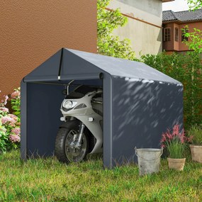 Outsunny Garaj Motociclete pentru Exterior 1,6x2,2m, Tenta Garaj cu Acoperire Impermeabilă, Ușă cu Fermoar, pentru Biciclete și Unelte din Oțel Zincat, Gri | Aosom Romania
