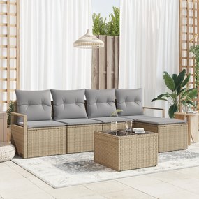vidaXL Set de canapele pentru grădină 6 pcs Bej Rattan poli
