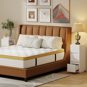 HOMCOM Set de 2 Noptiere Înalte și Subțiri pentru Dormitor cu 2 Sertare și Raft Deschis, Noptiere Moderne Economisitoare de Spațiu, Măsuțe pentru Divan, Sufragerie și Dormitor, 25x30x65 cm, Alb | Aosom Romania