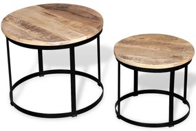 vidaXL Set măsuțe cafea rotunde, lemn mango rugos, 2 buc, 40 cm/50 cm