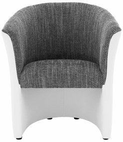 Fotoliu de club, piele eco alb/material gri, CUBA