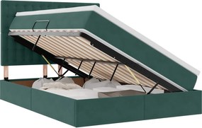 vidaXL Pat cu saltea și spațiu de depozitare Verde închis 140 x 190 cm