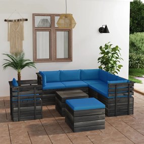 Set mobilier gradina paleti cu perne 8 piese lemn masiv pin Albastru deschis, 8