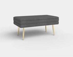 Bancheta VELVA, gri inchis/auriu, stofa catifelata/metal, 78x35x40 cm