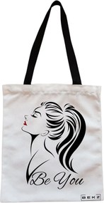 Sacosa de Panza pentru Cumparaturi, Geanta Tote, model Be You, Cu fermoar, 38x34.5 cm, Alba, BEKZ®