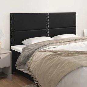 3116300 vidaXL Tăblii de pat, 4 buc, negru, 100x5x78/88 cm, piele ecologică