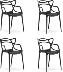 Set 4 bucati scaune din plastic KATO negre