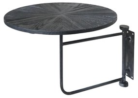 Masuta laterala de perete, neagra, din lemn masiv si metal D35cm, Clayn