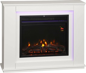 HOMCOM Șemineu Electric cu Flacără în 12 Culori și 5 Niveluri de Luminozitate, Telecomandă și Timer, 98x25x80 cm, Alb și Negru | Aosom Romania