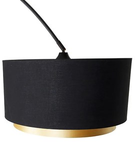 Lampă arc modernă neagră cu abajur duo negru cu auriu - XXL