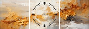 Tablou - Textura aurie (cu ceas) (90x30 cm)