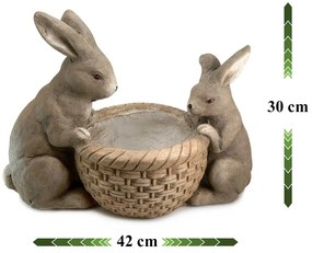 Ghiveci decorativ, ceramica, iepurasi, 42 x 21 x 30 cm