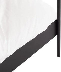 Pat matrimonial negru/bej tapițat din oțel cu baldachin cu somieră 180x200 cm Eton – noo.ma