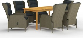 vidaXL Set mobilier de grădină, 7 piese, maro