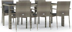 vidaXL Set mobilier de grădină cu perne, 7 piese, gri, poliratan